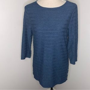 Chico’s 3/4 sleeve navy heather button hem tunic top shirt size 0 Small 4